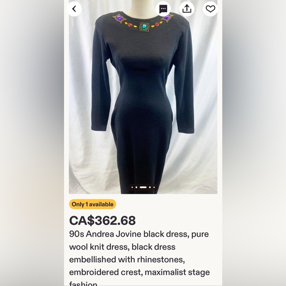 Vintage 90’s Andrea Jovine Navy Floral Embroidery Midi Sleeveless Dress Size 8 - Picture 17 of 17